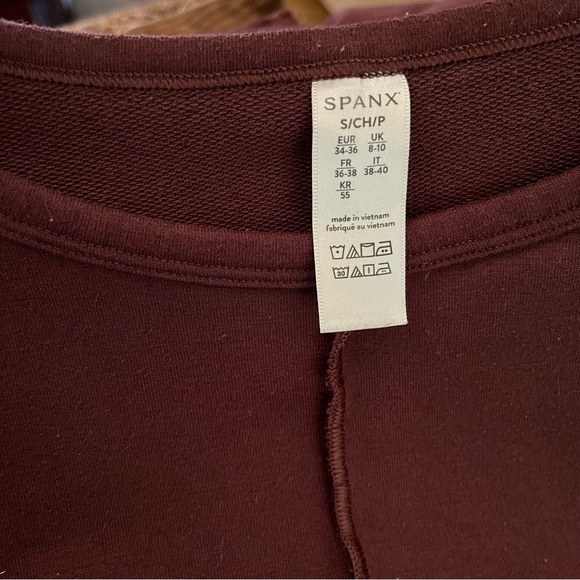 Spanx Perfect Length Sweatshirt Women's Size S Wine Dolman 3/4 Sleeve Pullover - Picture 5 of 5